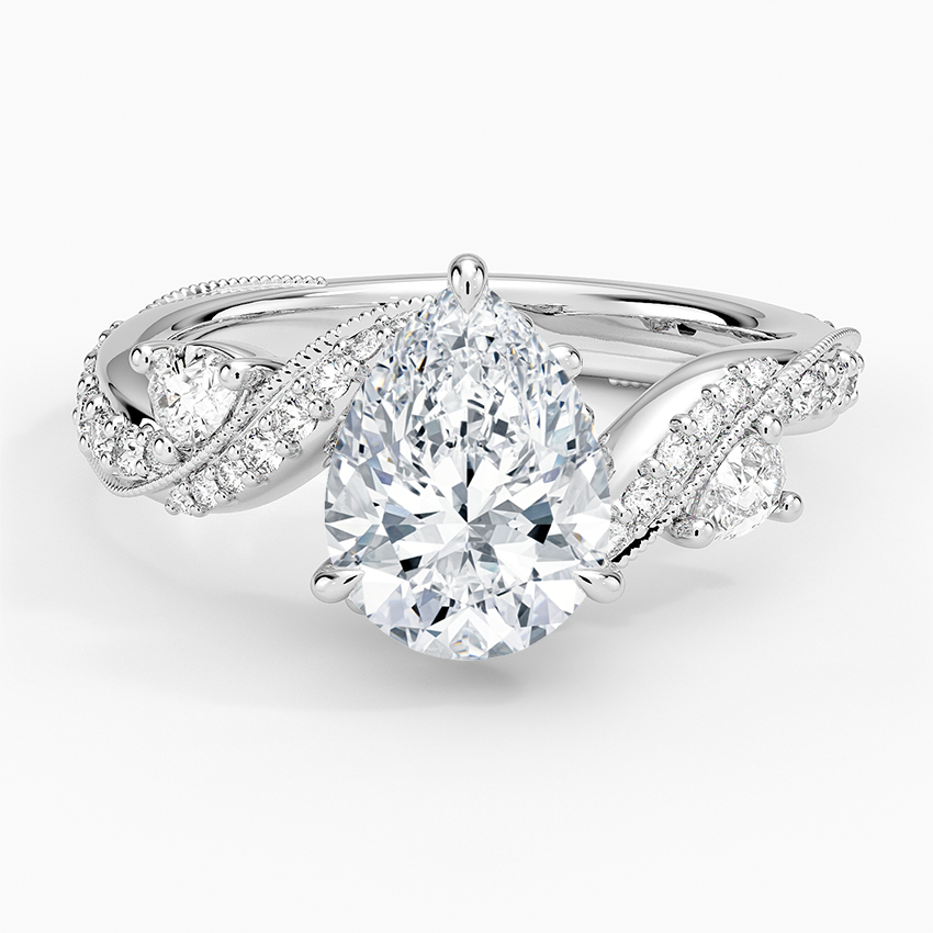 2CT Pear Cut Camellia Gold Lab Grown Diamond Ring