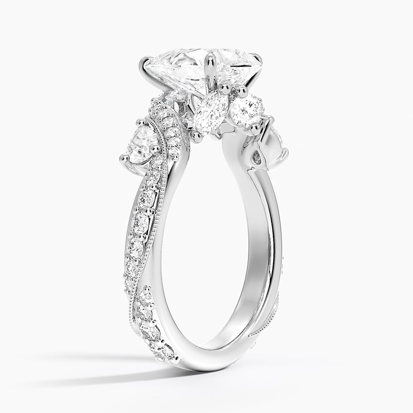 2CT Pear Cut Camellia Gold Lab Grown Diamond Ring