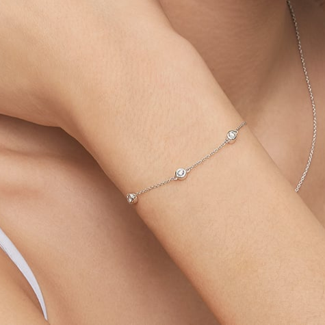 1/6 CTW 7 inch Three Lab Grown Diamond Bezel Bracelet