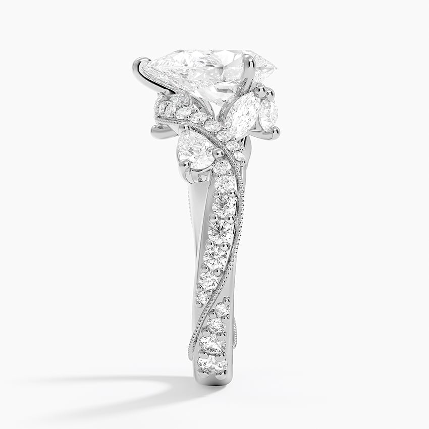 2CT Pear Cut Camellia Gold Lab Grown Diamond Ring
