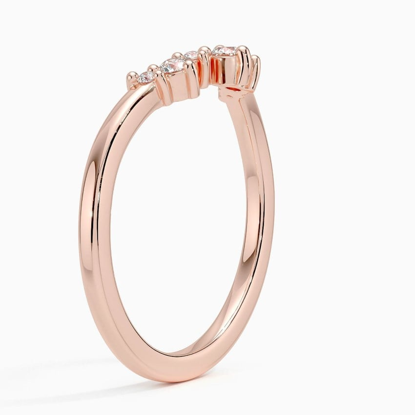 0.11CTW Round Cut Lab Grown Diamond Curved Wedding Band