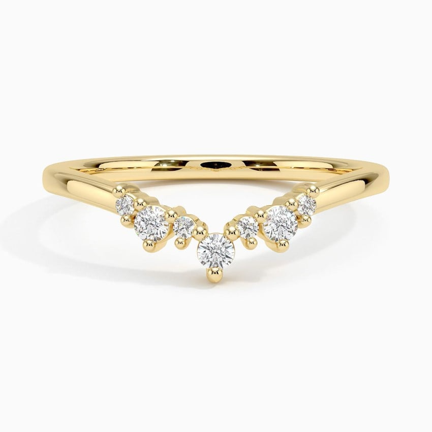 0.11CTW Round Cut Lab Grown Diamond Curved Wedding Band