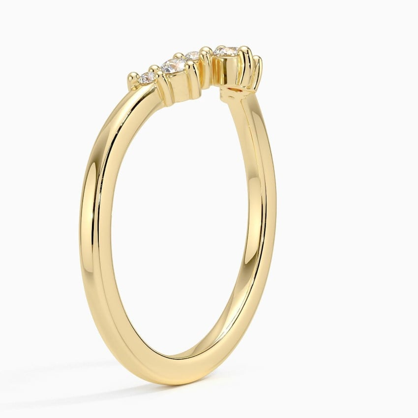 0.11CTW Round Cut Lab Grown Diamond Curved Wedding Band
