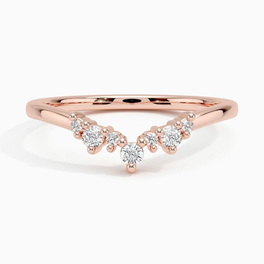 0.11CTW Round Cut Lab Grown Diamond Curved Wedding Band