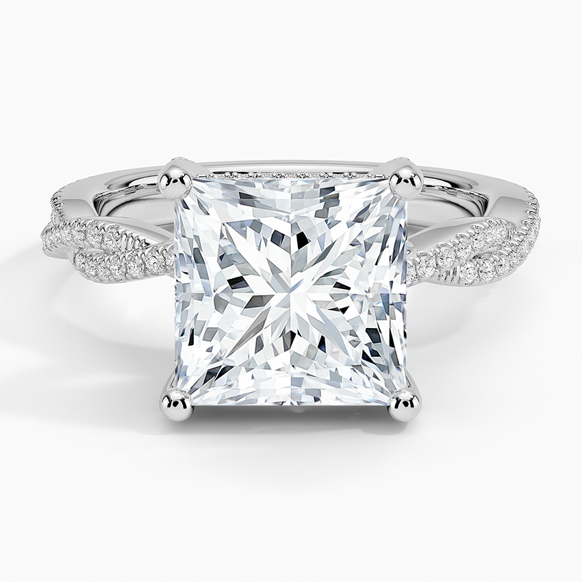 4Ct Princess Lab Grown Diamond Twisted Band Solitaire Ring