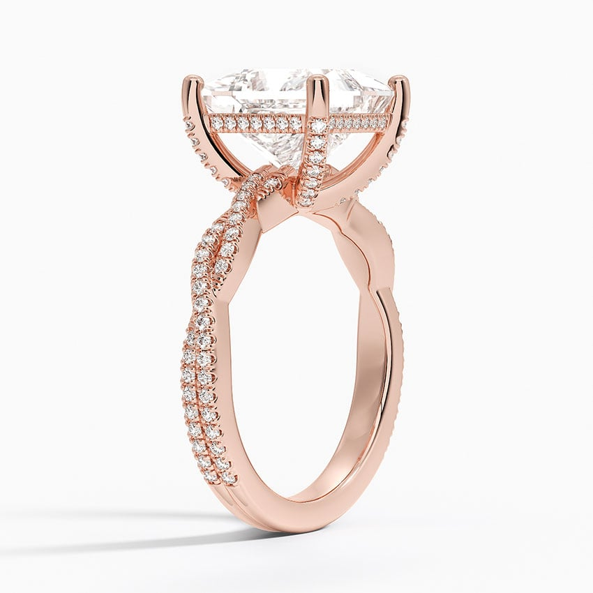 4Ct Princess Lab Grown Diamond Twisted Band Solitaire Ring