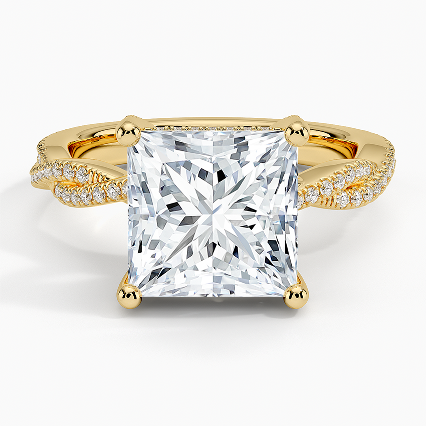 4Ct Princess Lab Grown Diamond Twisted Band Solitaire Ring