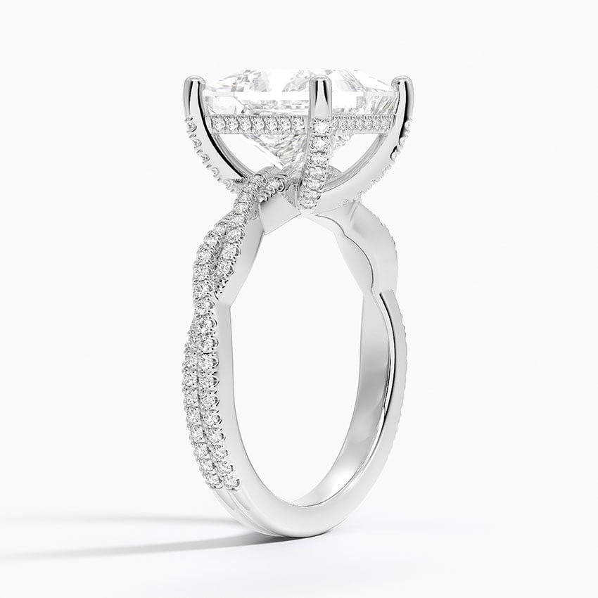 4Ct Princess Lab Grown Diamond Twisted Band Solitaire Ring