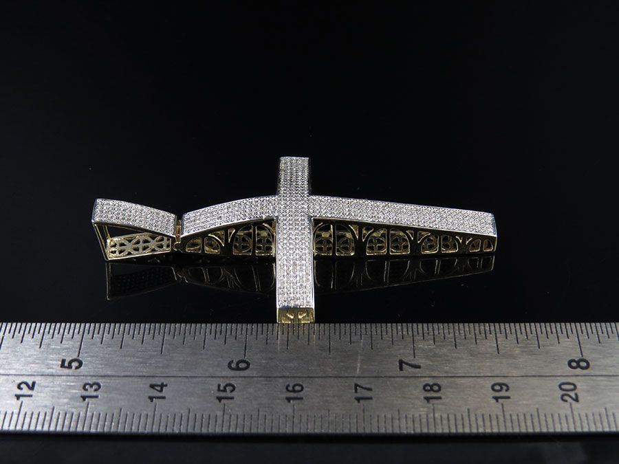 10k Lab Grown Diamond Dome Cross Pendant Charm