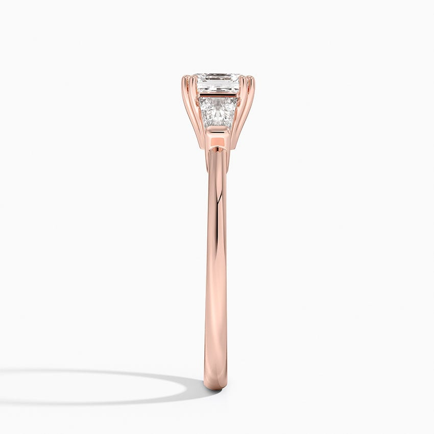 3/4Ct Asscher Lab Grown Diamond Double Prong Three Stone Ring