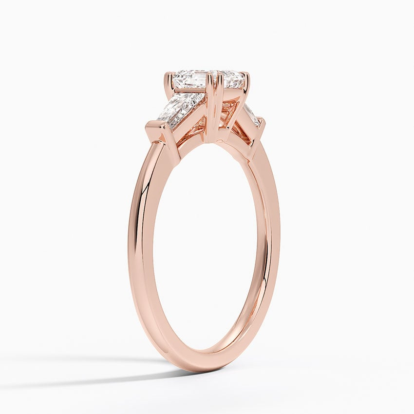 3/4Ct Asscher Lab Grown Diamond Double Prong Three Stone Ring