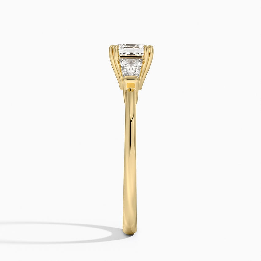 3/4Ct Asscher Lab Grown Diamond Double Prong Three Stone Ring