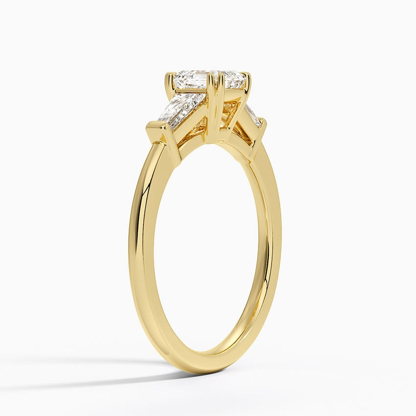 3/4Ct Asscher Lab Grown Diamond Double Prong Three Stone Ring