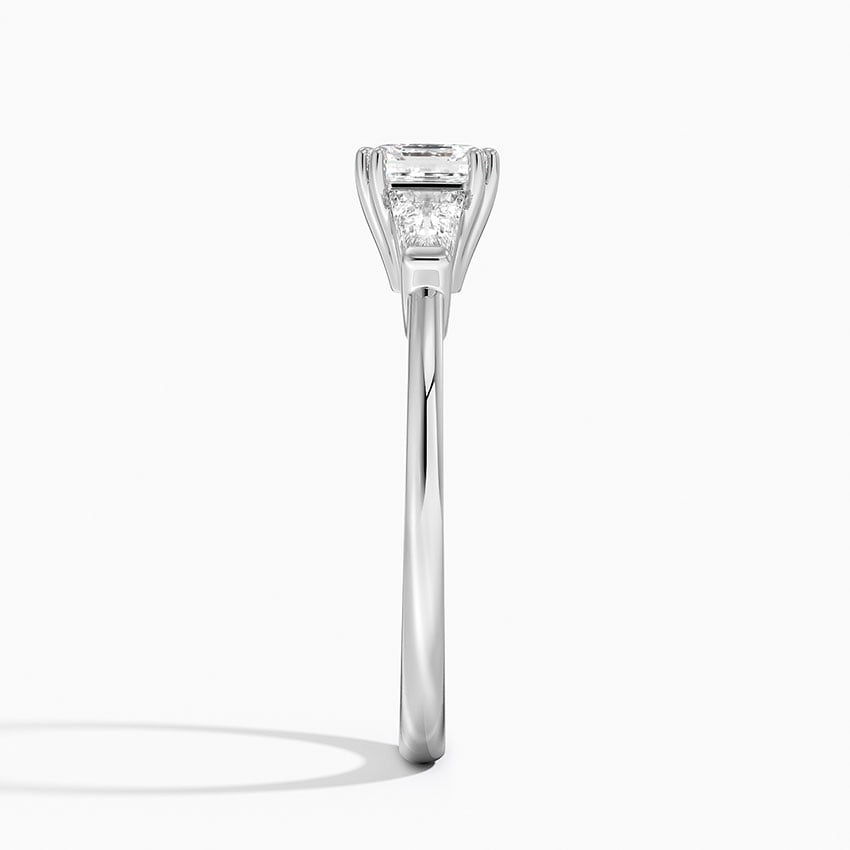 3/4Ct Asscher Lab Grown Diamond Double Prong Three Stone Ring