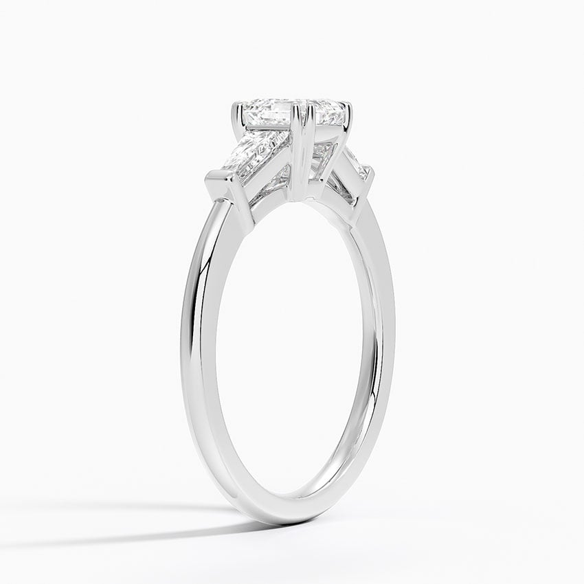 3/4Ct Asscher Lab Grown Diamond Double Prong Three Stone Ring