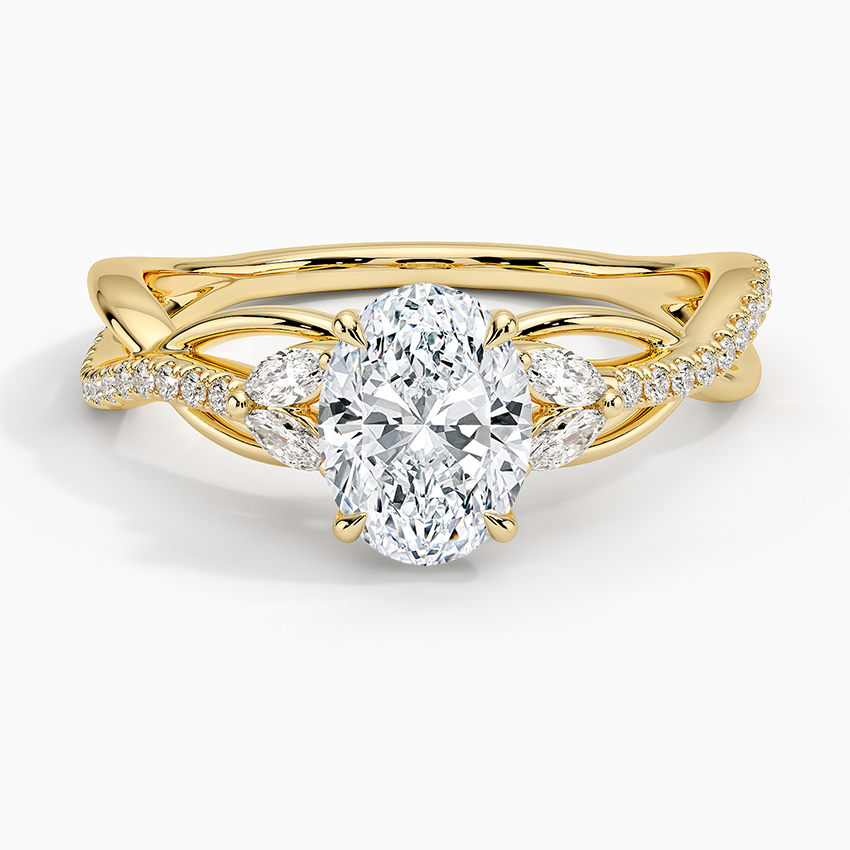 1Ct Oval Lab Grown Diamond Gold Engagement Ring