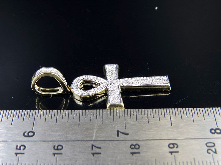 1.6 Inch 10K Ankh Cross Lab Grown Diamond Pendant