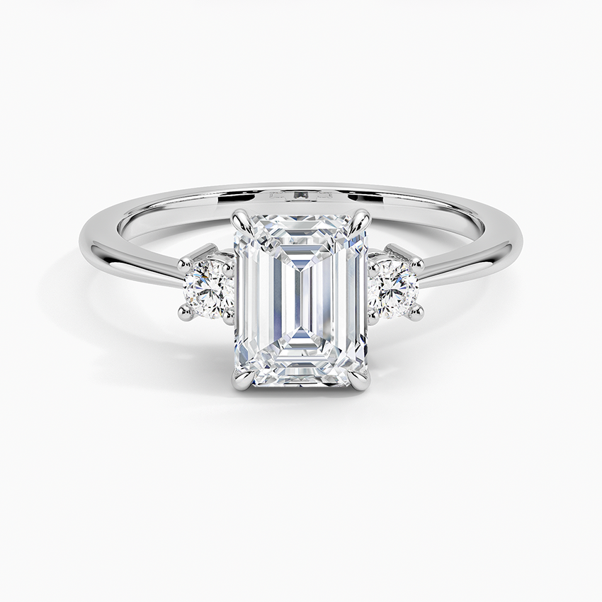 11/4Ct Emerald Lab Grown Diamond Three Stone Ring
