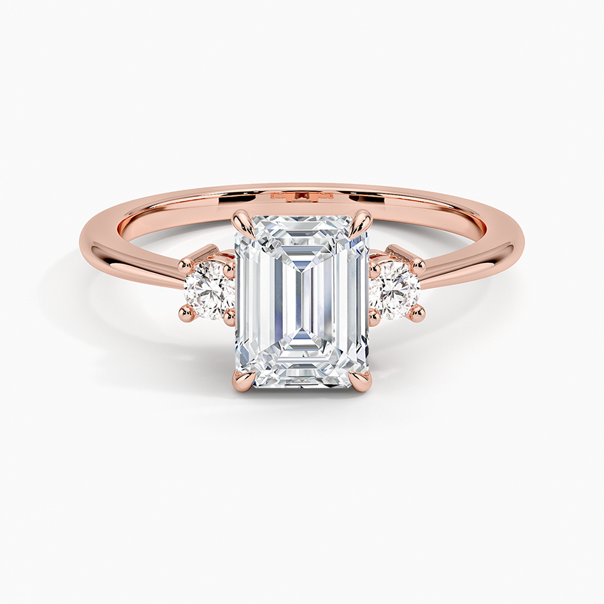 11/4Ct Emerald Lab Grown Diamond Three Stone Ring