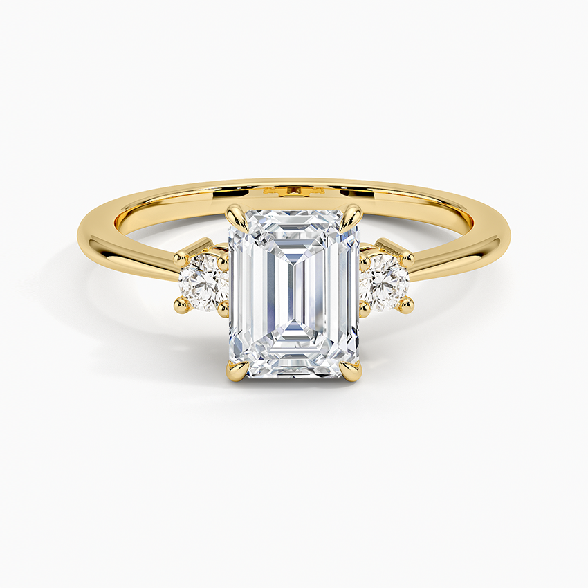 11/4Ct Emerald Lab Grown Diamond Three Stone Ring