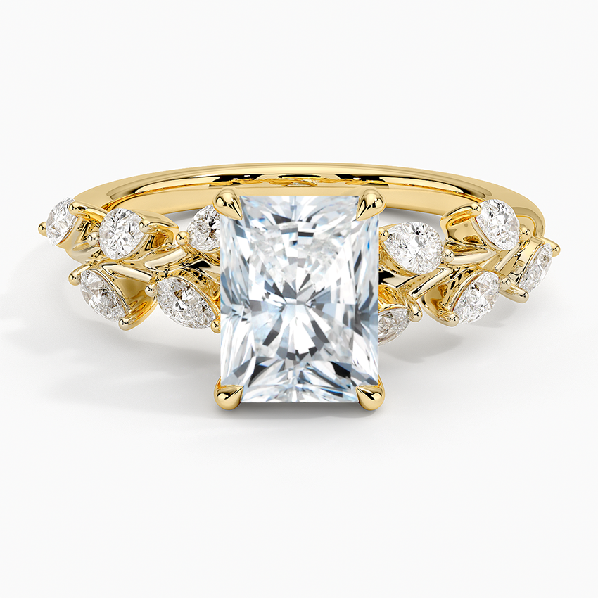 11/2Ct Radiant Lab Grown Diamond Leaf Engagement Ring