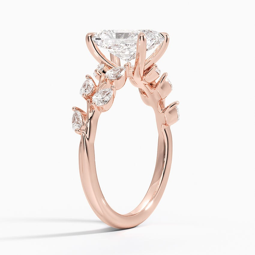 11/2Ct Radiant Lab Grown Diamond Leaf Engagement Ring