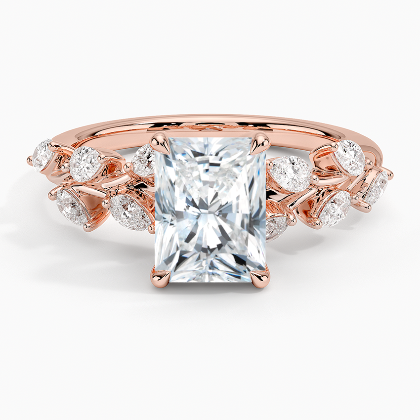 11/2Ct Radiant Lab Grown Diamond Leaf Engagement Ring