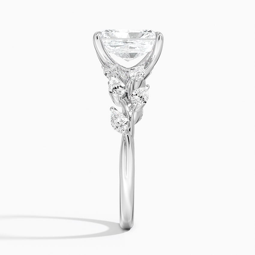 11/2Ct Radiant Lab Grown Diamond Leaf Engagement Ring
