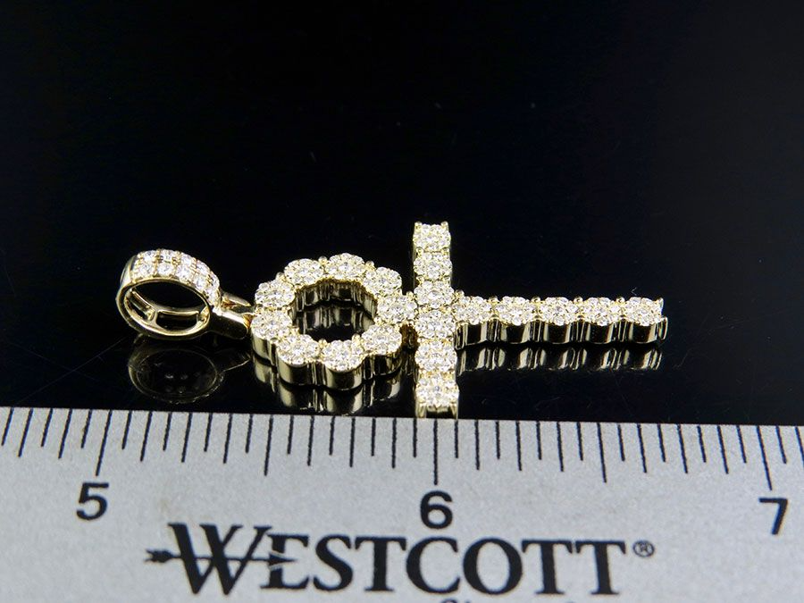 Lab Grown Diamond 14k Cluster Ankh Cross Pendant