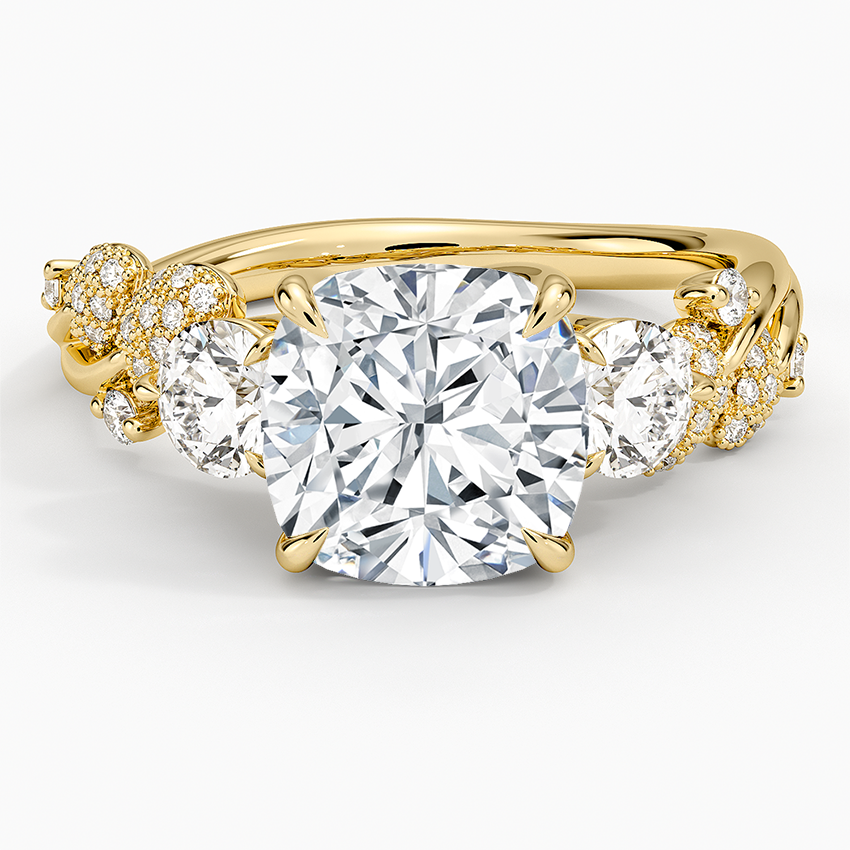 21/2 CT Cushion Lab Grown Diamond Canopy Three Stone Diamond Ring