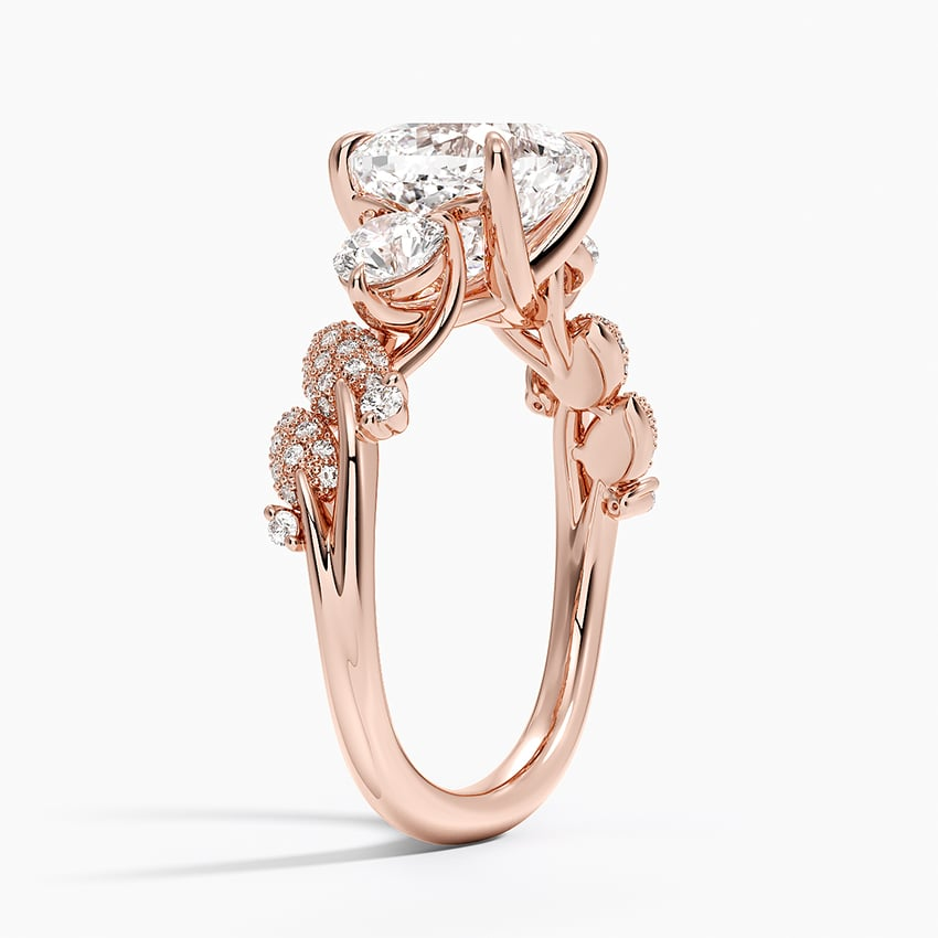 21/2 CT Cushion Lab Grown Diamond Canopy Three Stone Diamond Ring