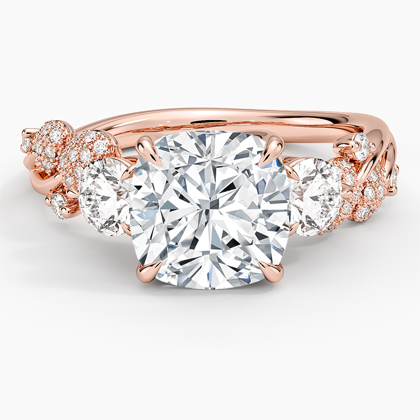 21/2 CT Cushion Lab Grown Diamond Canopy Three Stone Diamond Ring