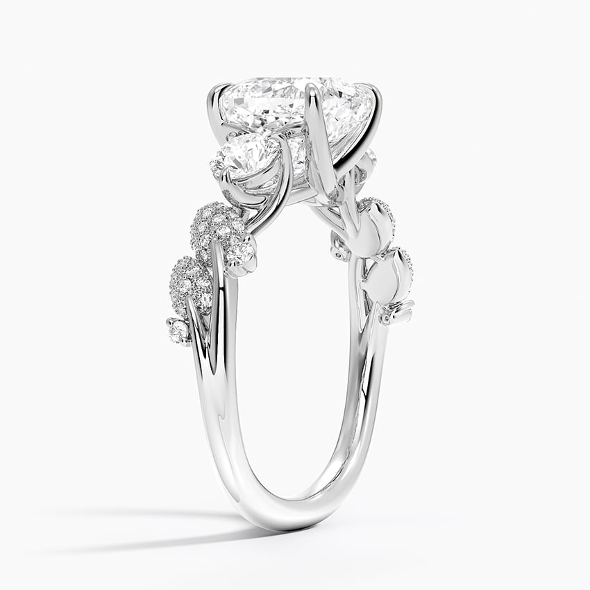 21/2 CT Cushion Lab Grown Diamond Canopy Three Stone Diamond Ring