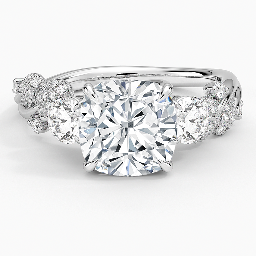 21/2 CT Cushion Lab Grown Diamond Canopy Three Stone Diamond Ring