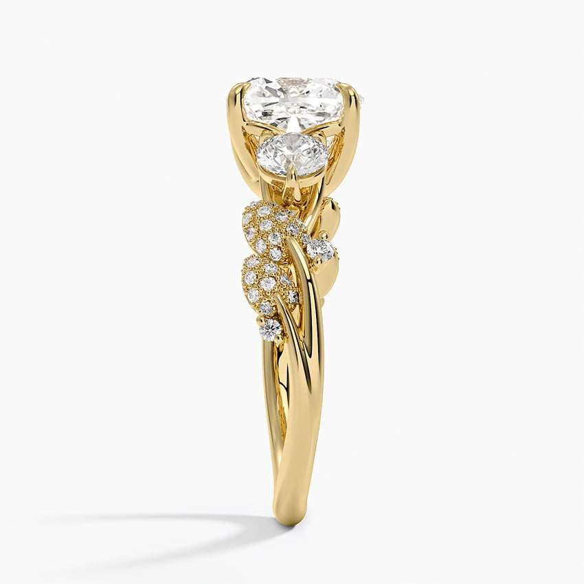 21/2 CT Cushion Lab Grown Diamond Canopy Three Stone Diamond Ring