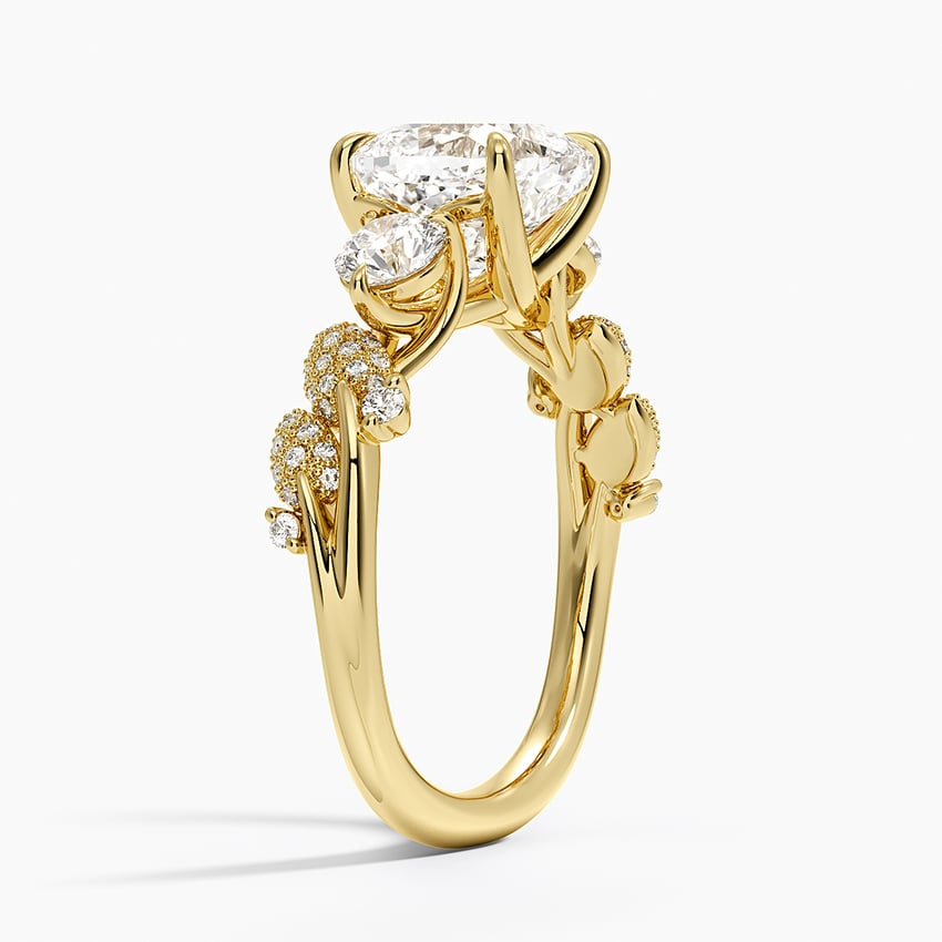 21/2 CT Cushion Lab Grown Diamond Canopy Three Stone Diamond Ring