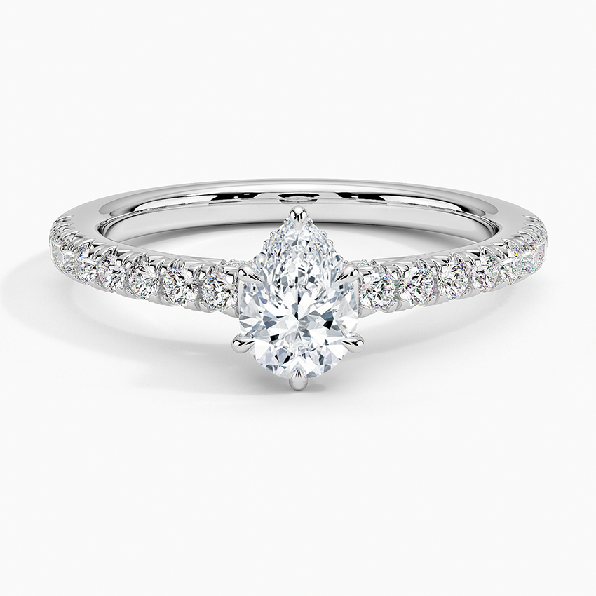 1/2Ct Pear Lab Grown Diamond Hidden Halo Engagement Ring