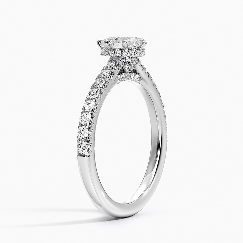 1/2Ct Pear Lab Grown Diamond Hidden Halo Engagement Ring