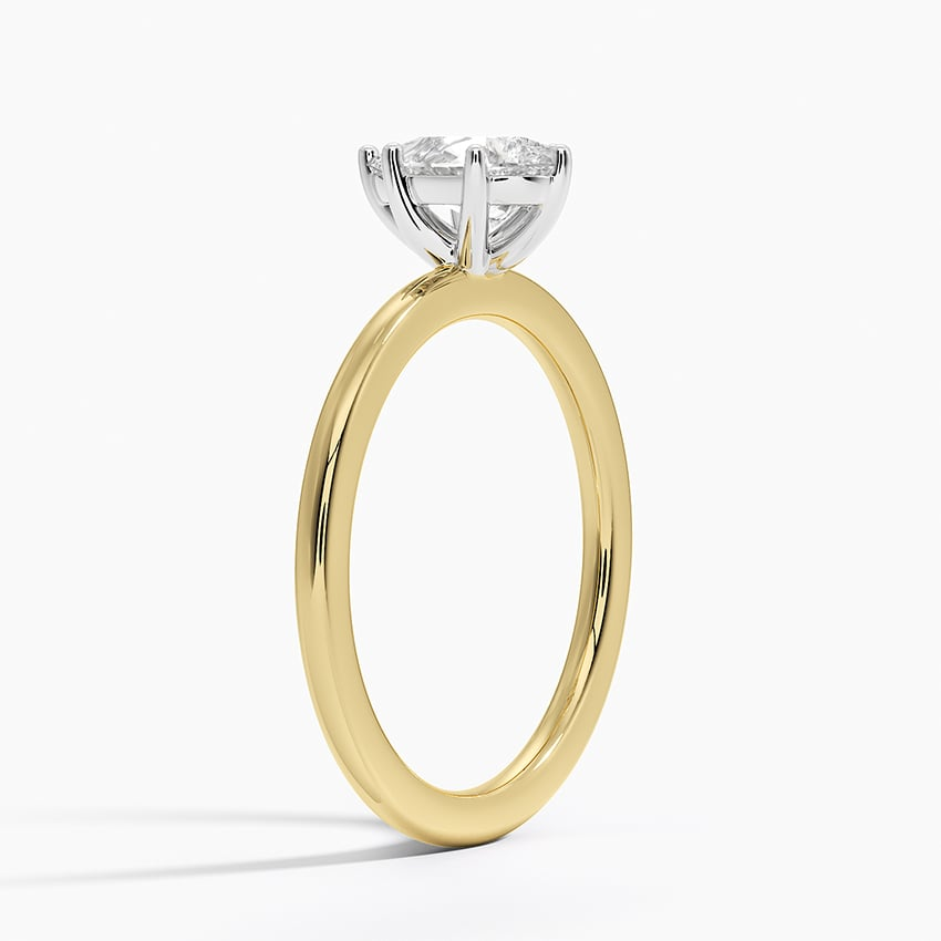 3/4Ct Pear Lab Grown Diamond Six Prong Gold Ring