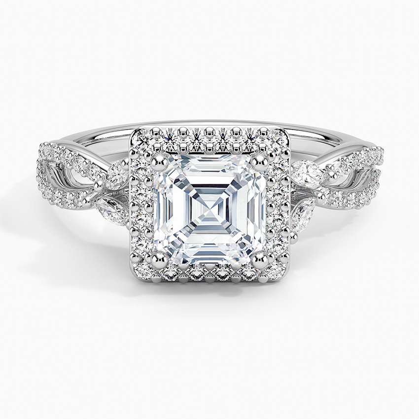 11/4Ct Asscher Lab Grown Diamond Halo Diamond Ring