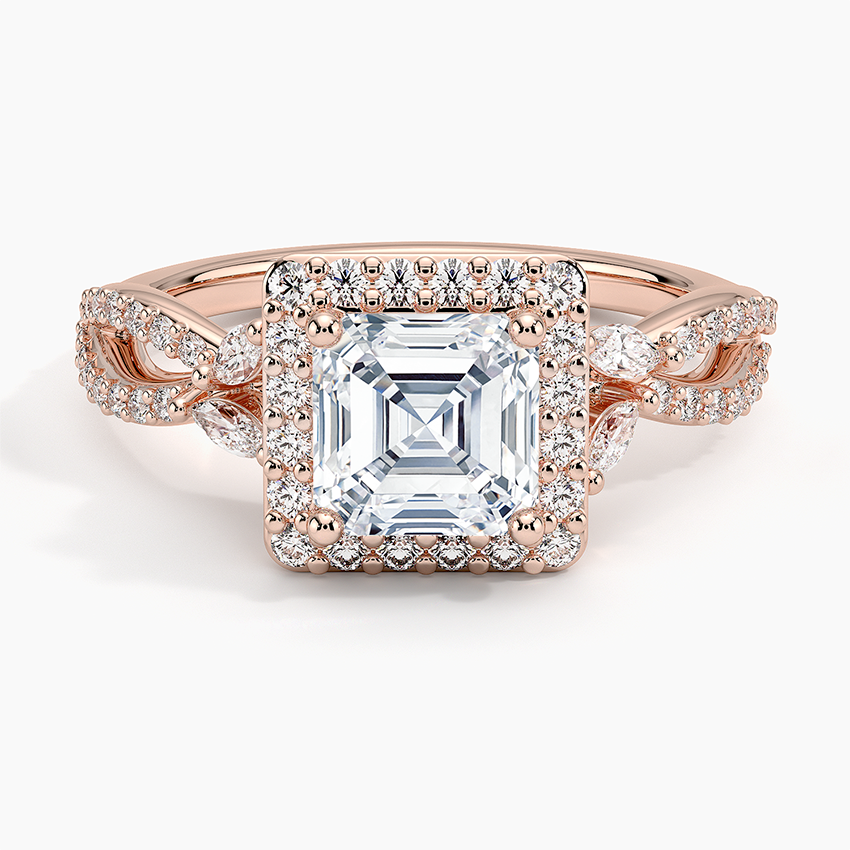 11/4Ct Asscher Lab Grown Diamond Halo Diamond Ring