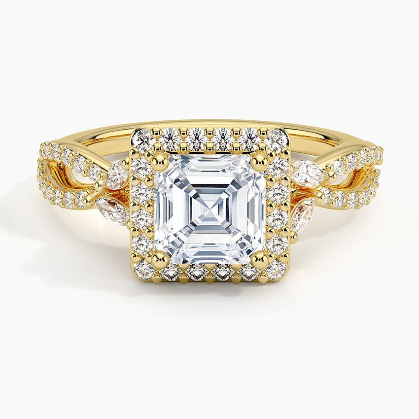 11/4Ct Asscher Lab Grown Diamond Halo Diamond Ring