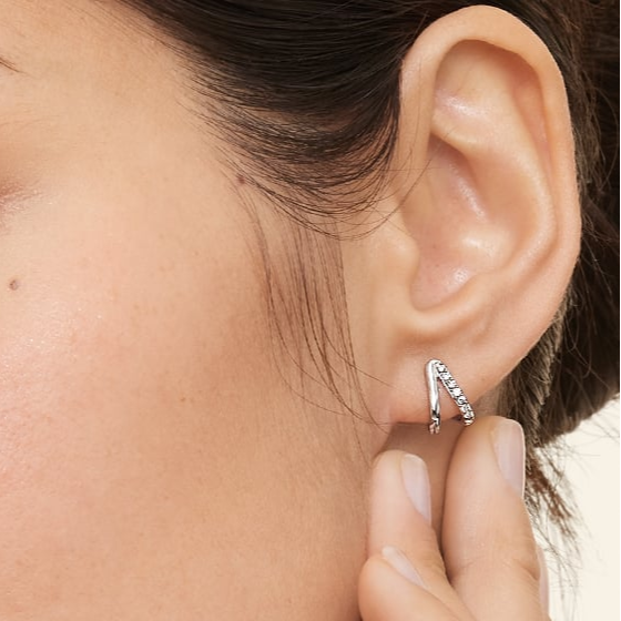 Lab Grown Diamond Huggie Earrings in Silver