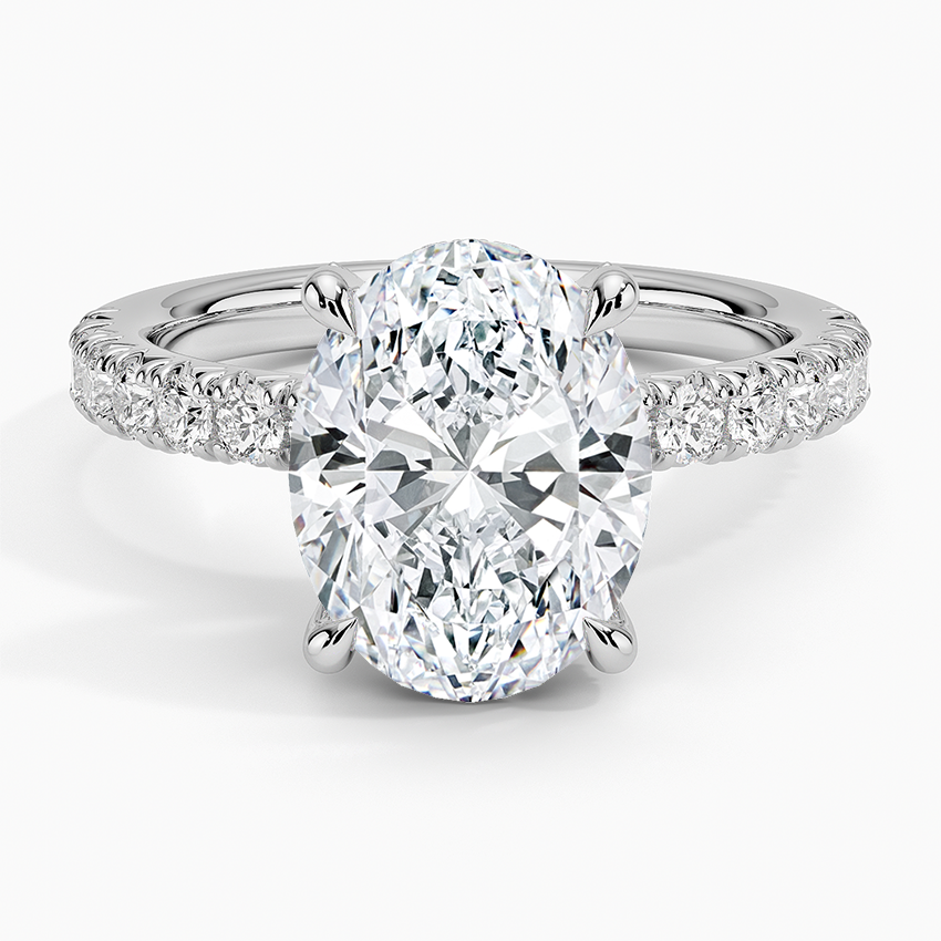3CT Oval Lab Grown Diamond Half Coverage Diamond Ring