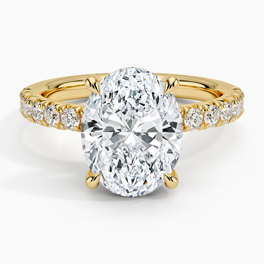 3CT Oval Lab Grown Diamond Half Coverage Diamond Ring