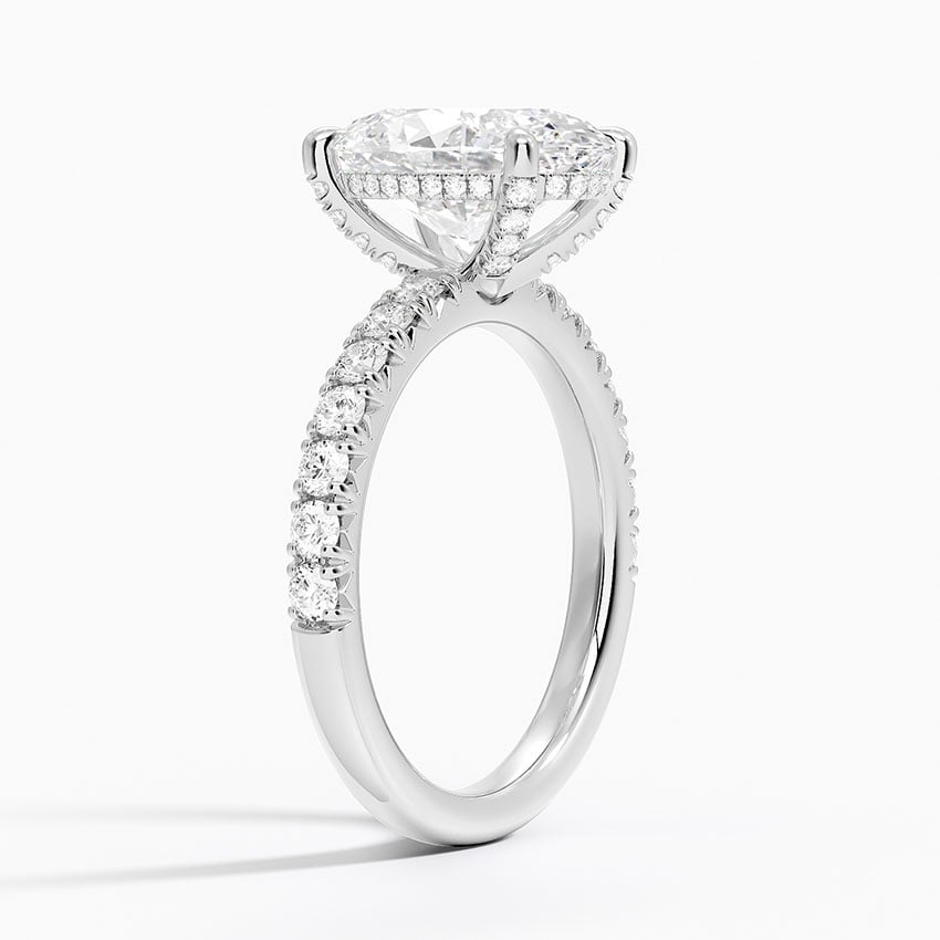 3CT Oval Lab Grown Diamond Half Coverage Diamond Ring