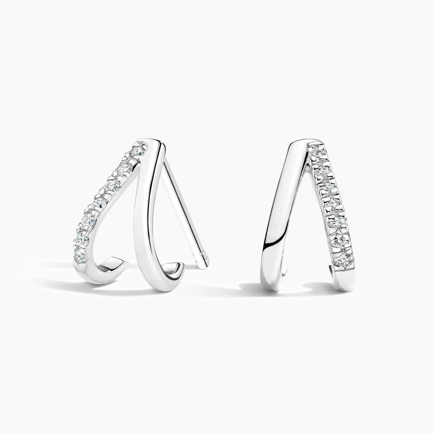 Lab Grown Diamond Huggie Earrings in Silver