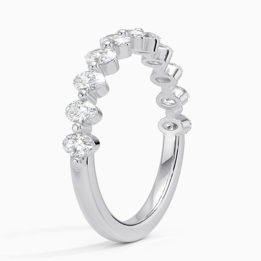 0.84CTW Oval Lab Grown Diamond Yellow Gold Wedding Band