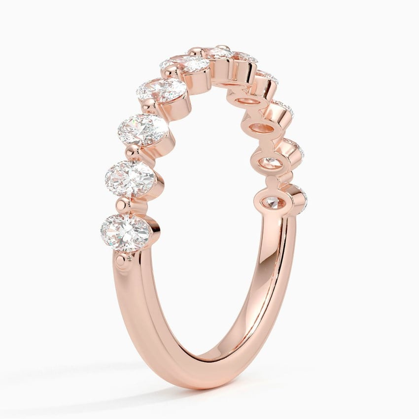 0.84CTW Oval Lab Grown Diamond Yellow Gold Wedding Band