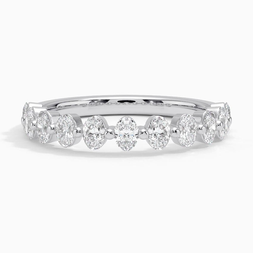 0.84CTW Oval Lab Grown Diamond Yellow Gold Wedding Band